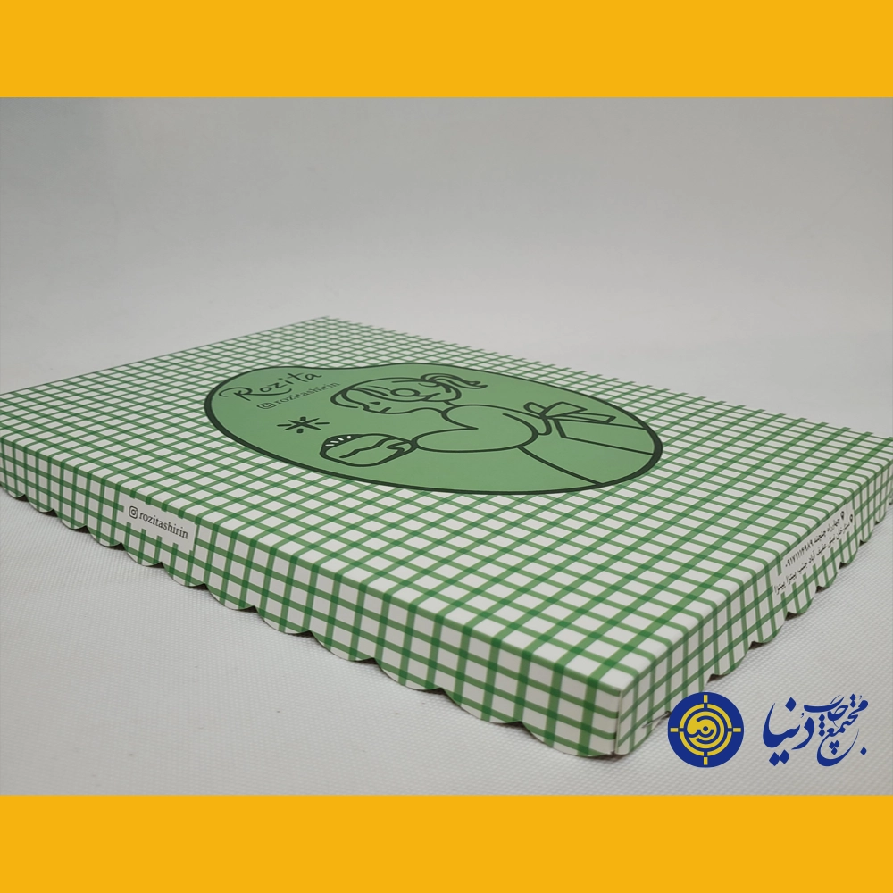 نمونه چاپ سرجعبه شیرینی قالب دار در مجتمع چاپ و بسته بندی دنیا 